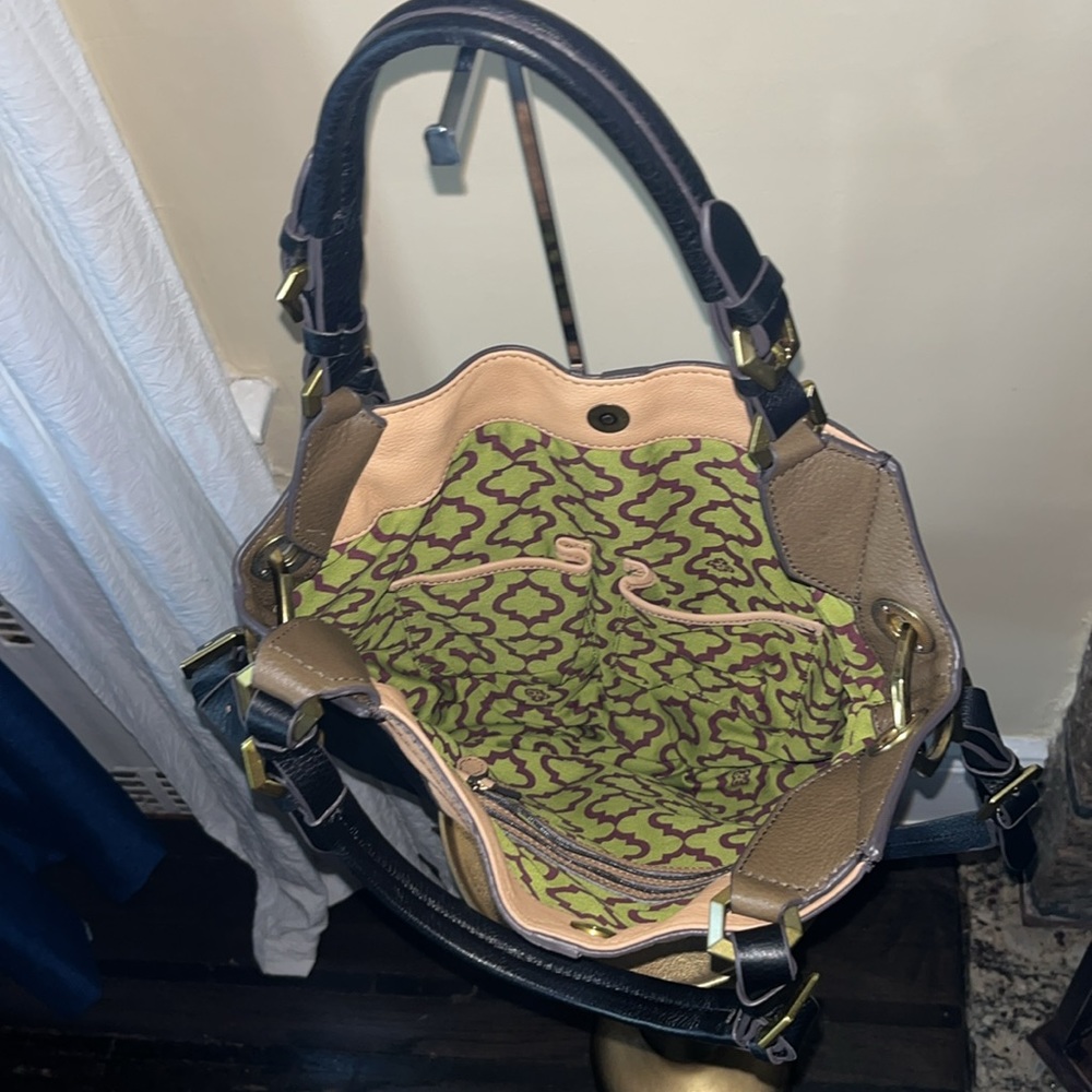 ORYANY Black/Tan Multi Leather VICTORIA Convertible Boho Tote Bag - Picture 3 of 6
